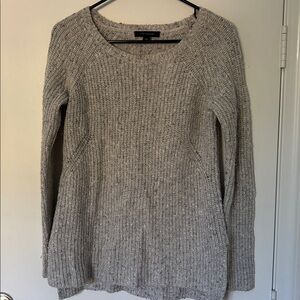 Ann Taylor Light Gray Chunky Knit Pullover